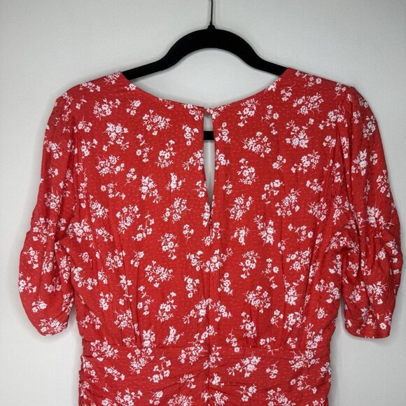 En Creme Red Mini Dress Ruffle Tiered Women’s Size Small Little Red Dress floral - Picture 9 of 9
